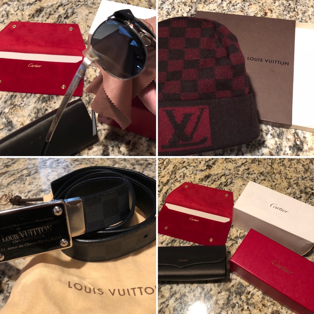 Cartier, Louis Vuitton Beanie and Belt